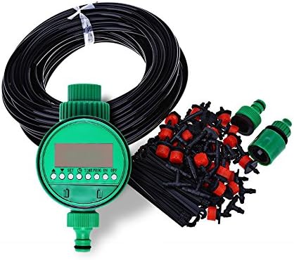 82 Ft DIY Irrigation System Plant Self Automatic Watering Timer Garden Hose Kits With Adjustable Dripper