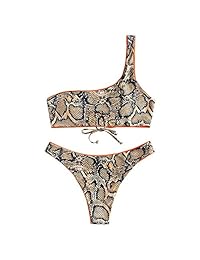 ZAFUL traje de baño de dos piezas con estampado de piel de serpiente y un hombro para dama