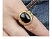 OPK Jewelry Vintage Red/Black/Green Oval Agate 18k Gold Plated Mens Ring Luxury Mens Gold Jewelry, Size Adjustable