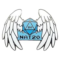 Dark Spark Decals NAT 20 [Natural 20] Critical Hit Gaming Dice Roll with Angel Wings - 1.25" Enamel Pin