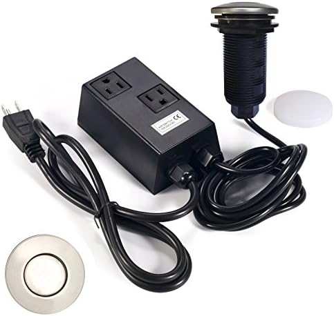 Sink Garbage Disposal Air Switch, KEBE Dual Outlet Sink Top Air Switch Kit, Switch Button for Counter Top Waste Disposal or Food Residue Waste Disposal