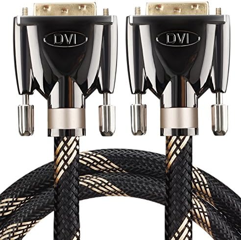 FARSTRIDER High Resolution Gold DVI to DVI 15 Feet(5 Meters) High Speed Cable for Gaming, DVD, Laptop, Zinc Metal Alloy Shielding Shell, 24K Gold Connector, Durable PVC Jacket and Nylon Mesh Braid