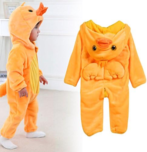 TRENDINAO Newborn Baby Girl Boy Winter Clothes Yellow Duck Hooded Romper Warm Outwear Halloween Animal Clothes