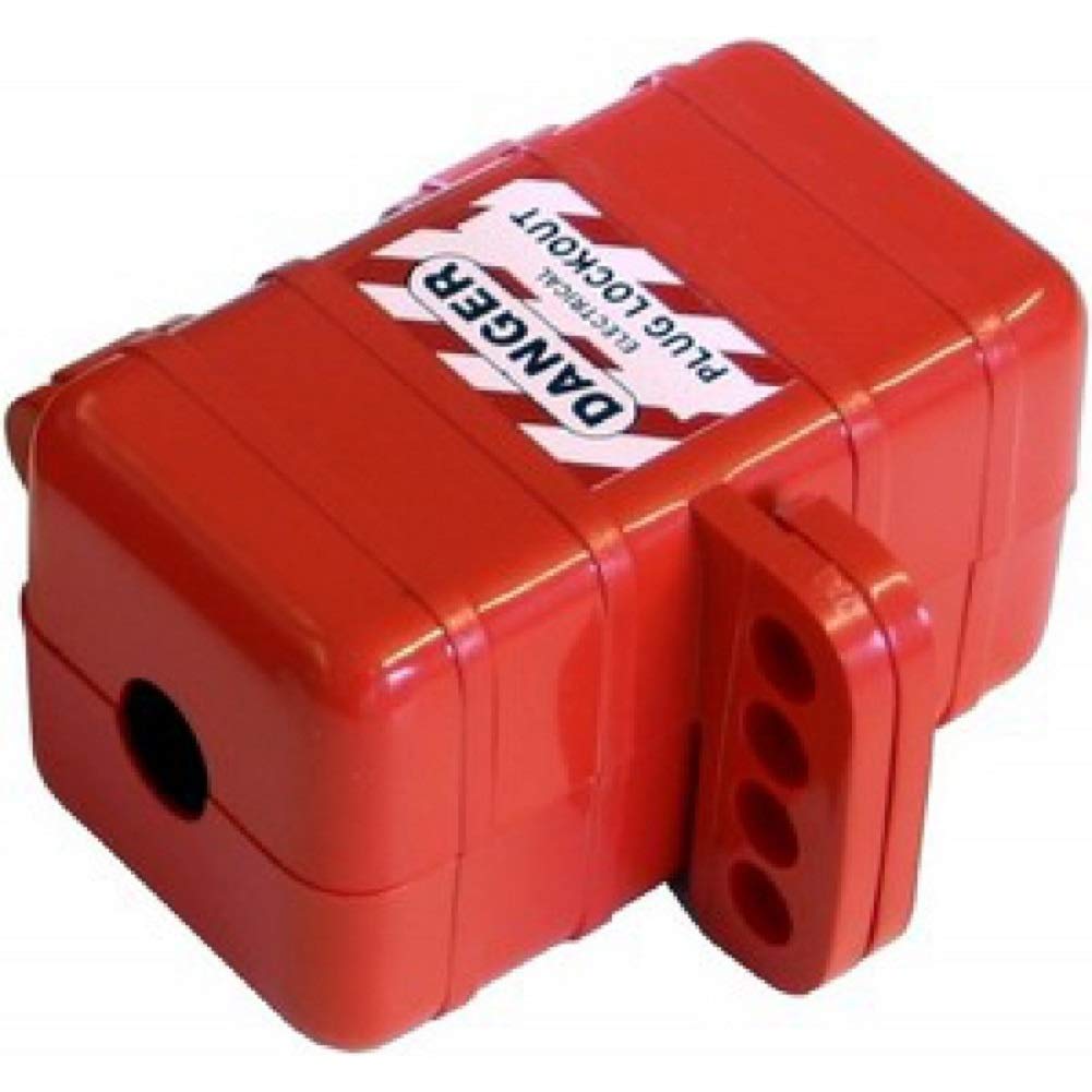 Lockout Tagout Small Plug/Pneumatic Lockout, Suitable For Electrical Connections Up To 40mm, Accepts 4 Padlocks, Red