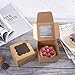 25 Pack Brown Bakery Box with Window 4x4x2.5 inch Eco-Friendly Paper Board Gift Packaging Boxes for Pastries, Cookies, Small Cakes, Pie, Cupcakes (Brown, 25)