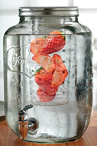 Circleware-Sun-Tea-Mason-Jar-Beverage-Dispenser-with-Fruit-Infuser-Ice-Insert-and-Metal-Lid-Entertainment-Glassware-Water-Pitcher-for-Juice-Beer-Cold-Drinks-Huge-2-Gallon-Yorkshire