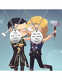 MAOFAED Thor Loki Joyería de la amistad Marvel Comic Inspirado Collar Regalo para amigo Hey Let's Do Get Ayuda