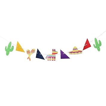 Tendycoco Mexican Banner Decorations Cactus Rattle Alpaca Sombrero