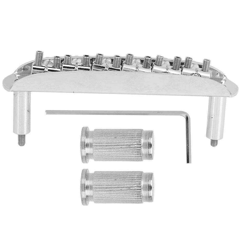 Bnineteenteam Guitar Bridge,Threaded Saddle Guitar Bridge Adjustable for Jag J Master Style Guitars with Wrench(Silver) Musical Instrument Accessories