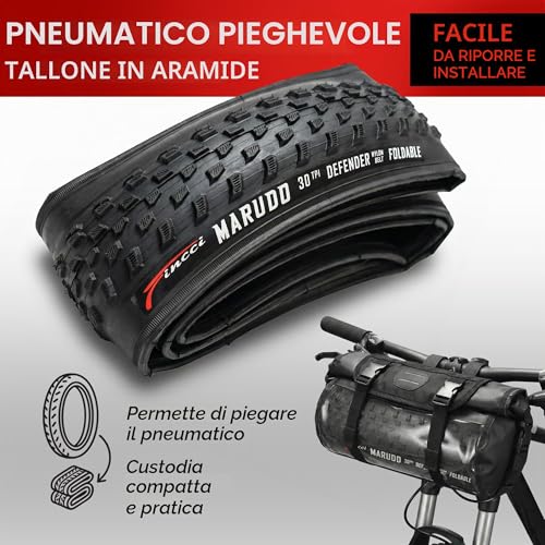 Fincci Bici Copertoni MTB 29 x 2.1 - Set di Nero Pneumatici Pieghevoli 29" con Protezione Antiforatura 1 mm e 2 Camere d'aria 52-622 - Imballaggio Gomme 29" per Gravel & Mountain & E bike