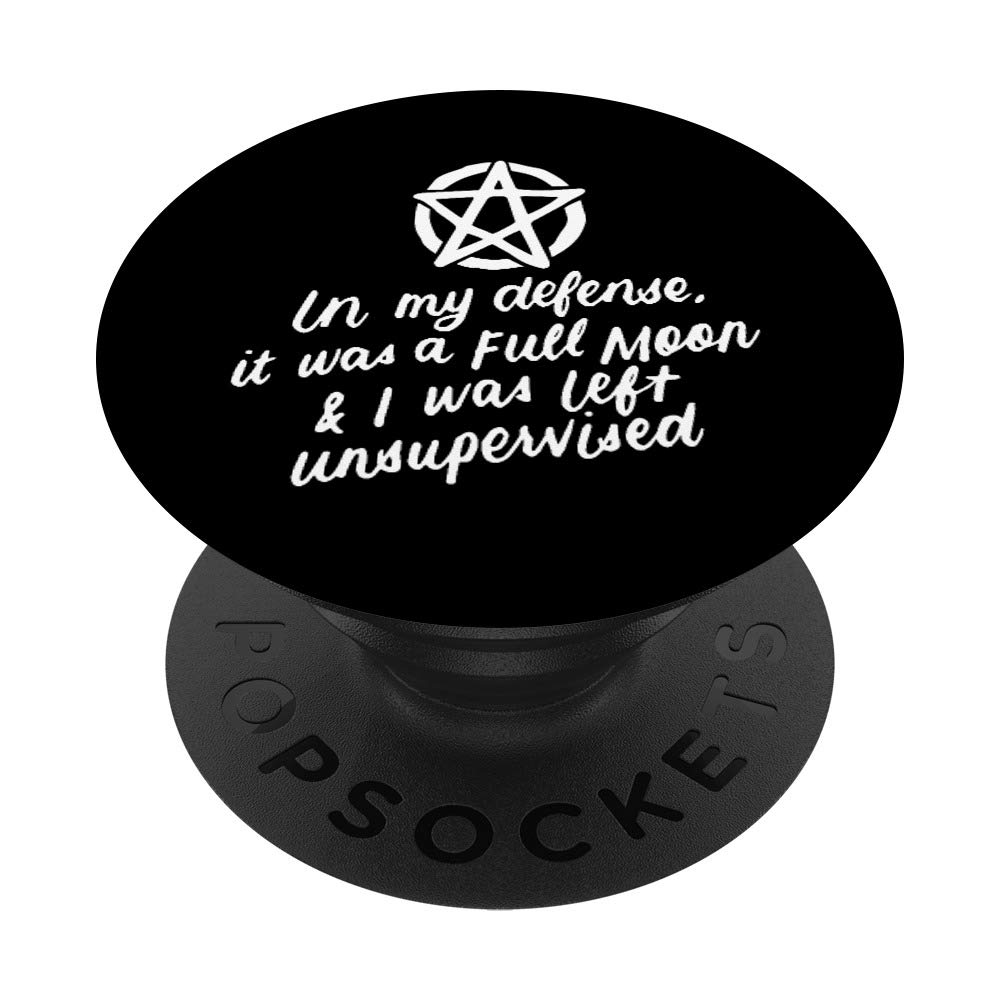 In My Defense Full Moon Wiccan Witch Pagan Halloween Wicca PopSockets Grip and Stand for Phones and Tablets