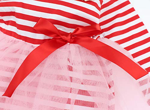 image for KANGKANG Toddler Baby Girls Christmas Tutu Dress Cotton Stripe Lo