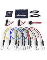 Sports: NEW YEAR SALE - Resistance Bands - 11pc Set - Superior Door Anchor Attachment - Ankle Strap for Legs Workout & Carry Case - Heavy Duty Anti-Snap Technology - Bonus 20 Fat Burning Workouts Ebook - Master of Muscle