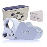 DREAME 30X 60X LED Lighted Illuminated Jewelers Eye Loupe Jewelry Magnifier for Gems Jewelry Rocks Stamps Coins Watches Hobbies Antiques Models Photos