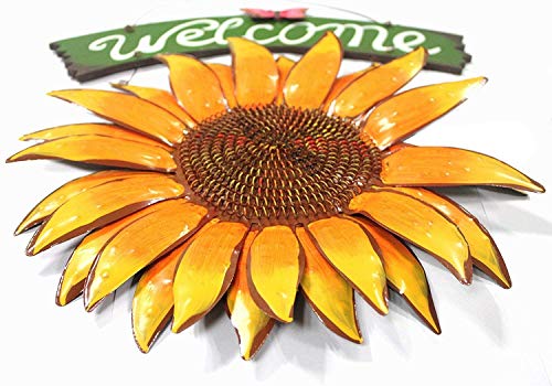 Grace Home Metal Vintage Hanging Flower Welcome Sign Door Decor (15" x 12")
