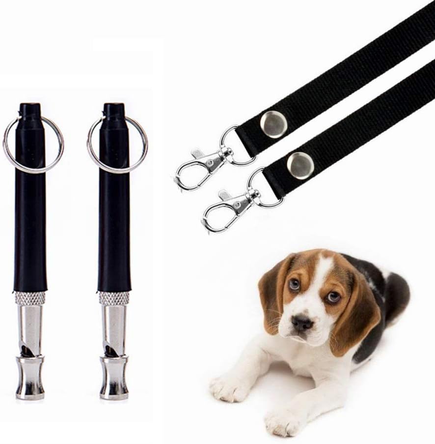 HEHUI Dog Whistle to Stop Barking, Adjustable Pitch Ultrasonic Training Tool Silent Bark Control for Dogs- Pack of 2 PCS Whistles with 2 Free Lanyard Strap (2whistle)