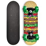 Rude Boyz 17 Inch Mini Wooden Cruiser Graphic Beginner Skateboard (Cheeseburger Design)