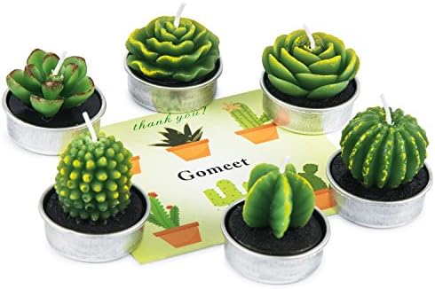 Cactus Tealight Candles, GOMEET Handmade Delicate Succulent Cactus Candles for Birthday Party Wedding Spa Home Decoration, 6 Pcs in Pack.
