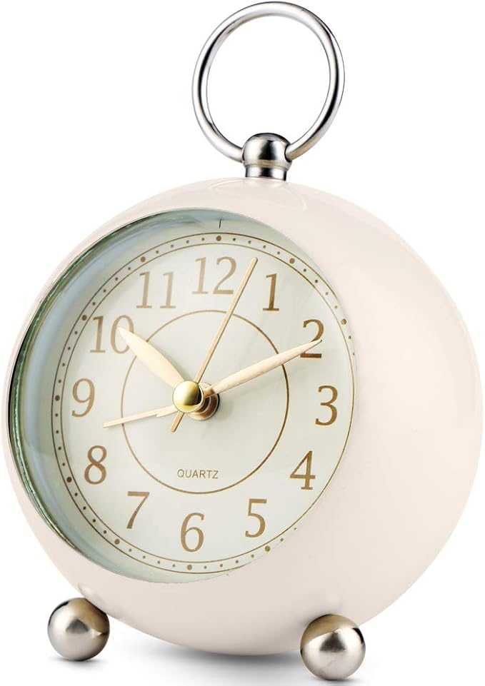FIOLOM Silent Alarm Clocks Bedside Non Ticking Battery Powered Analogue