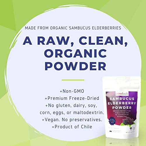 powbab Sambucus Elderberry Powder from 100 FreezeDried Organic