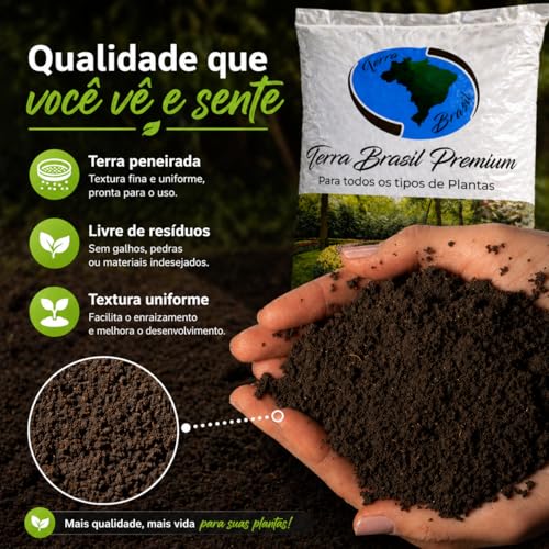 Terra Vegetal Premium 5kg com Fibra de Coco (Fibraxim) e Adubo de Curral | Substrato Orgânico Rico em Nutrientes | Alta Retenção de Umidade | Embalagem Reforçada | Ideal para Vasos, Hortas e Jardins