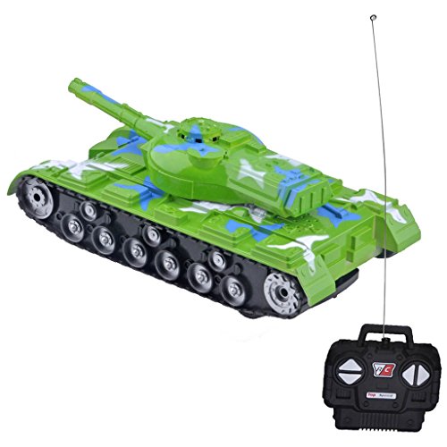 Gimilife Military RC Battle Tank Remote Control Battling Tank Toys for Kids ,Bump and Go Action with Lights and Real Sounds，Green