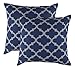 TreeWool, (Pack of 2) Trellis Accent Throw Pillow Covers in Cotton Canvas (18 x 18 Inches; Navy & Grey)