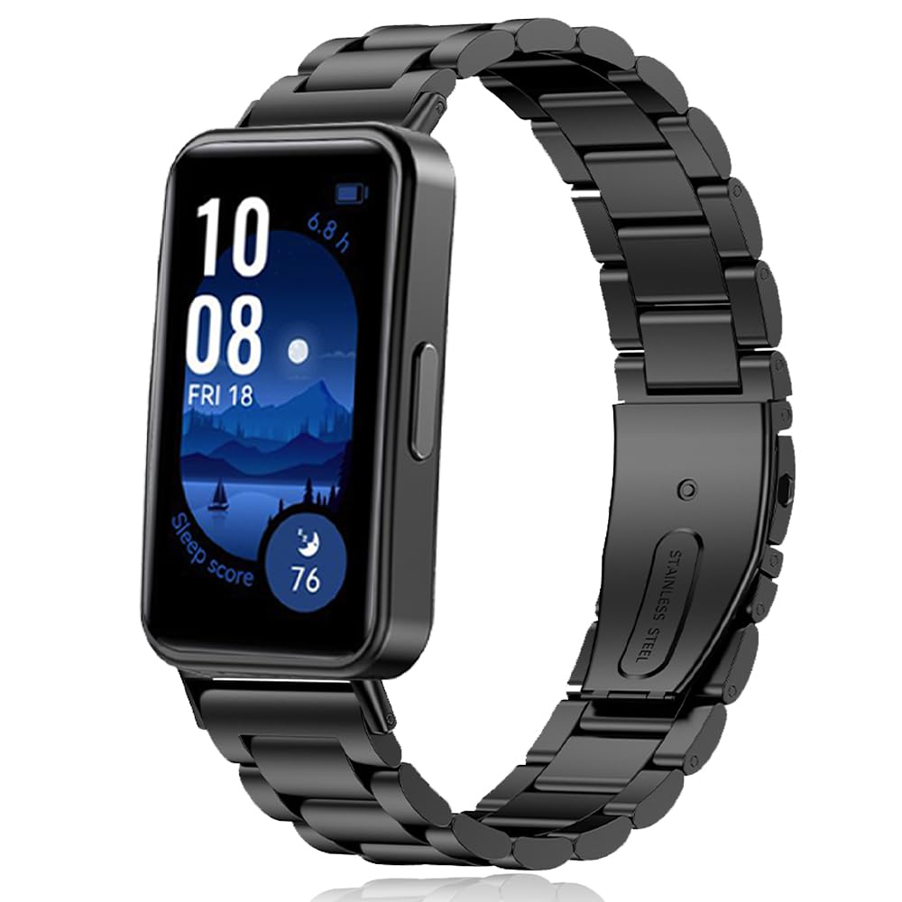SeNool Strap for Huawei Band 9, Metal Stainless Adjustable Quick Release Replacement Smart Watch Strap Band for Men Women for Huawei Band 9 - Black