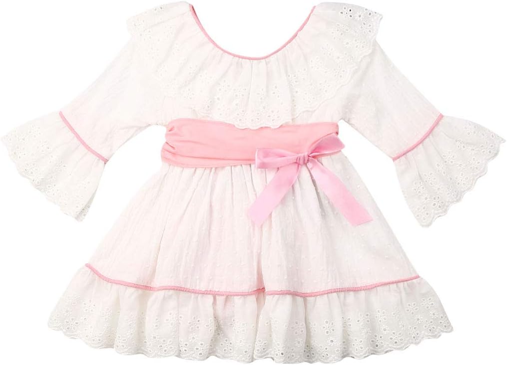 Toddler Baby Girl Lace Dress, Girls Long Sleeves Flower Wedding Party Princess Tutu Dress