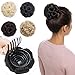 Wavy Hairpieces Clip in on Synthetic Hair Bun Plastic Combs Bride Updo Hair Brown-Clip in