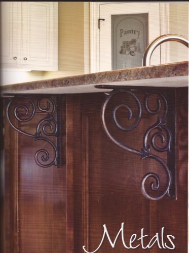 One Pair- Brushed Copper- Metal (Iron) Scrolled Bar Brackets-1-1/2" X 10" X 13-1/2"