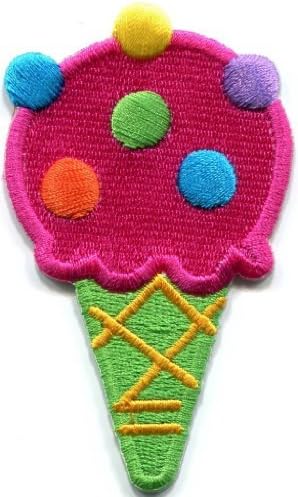 Ice Cream Cone 70s Retro Fun Dessert Sweets Kids Applique Iron-on Patch S-382 Handmade Design From Thailand
