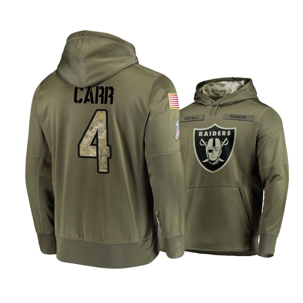 Littlearth Oakland Raiders #4 Derek Carr Olive 2018 Salute to Service Hoodie - Men's XL: Amazon 