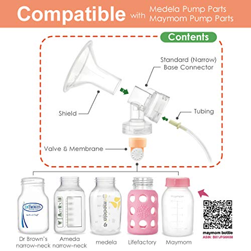 piezas de extractor maymom myfit compatibles con el extractor de leche medela personalfit medela, extractor de estilo avanzado, lactina, symphony, incluye brida grande para extractor de leche , conector de base, válvula, tubo de membrana