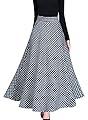 KLJR Women High Waist Wool A-Line Plaid Check Stylish Swing Long Skirts