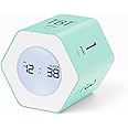 mooas Multi-Hexagon Clock Cube Timer, Digital Clock Time Timer, Pomodoro Timer, Backlit Display 12/24H Mode Count up & Countdown Timer, Flip Various time presets ideal for Classroom Gym Kitchen (Mint)