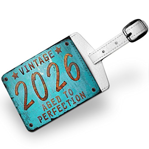 Luggage Tag Vintage Year 2026, Born/Made, Travel ID Bag Tag - Neonblond