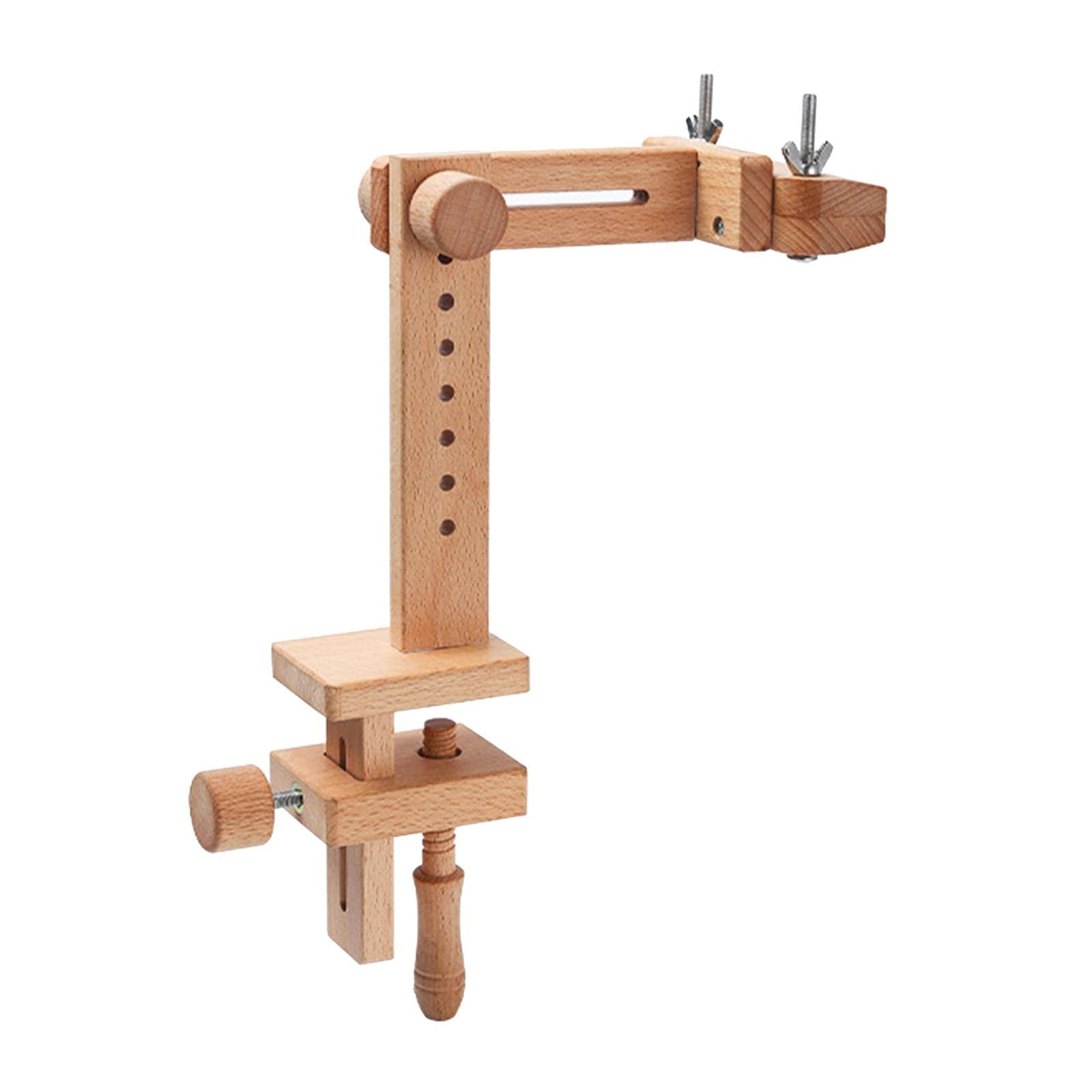 zalati Embroidery Hoop Table Stand Rotated Wooden Holder with Clamp for Cross Stitch DIY Craft Sewing Needlework - Bend