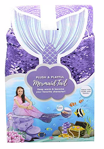 Jay Franco & Sons Plush & Playful 55-Inch Mermaid Tail Blanket - Purple and Pink