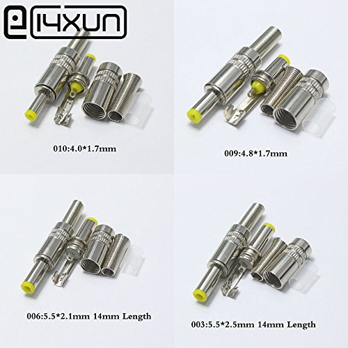 Davitu Connectors - 1Pcs 5.52.1 5.52.5 4.01.7 4.81.7mm DC Power Male Plug Adapter DC Jack Yellow Head Silver Metal Cover Shell DIY Connector