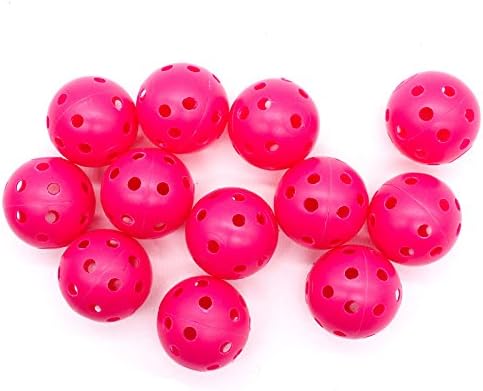 MAISHO Set of 12 Practice Golf Ball Golf Training Balls Plastic Perforated Practice Golf Balls Golf Accessories (Pink)