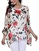 DJT Womens Batwing Sleeve Chiffon Beach Loose Shirt One Size White Floral #2
