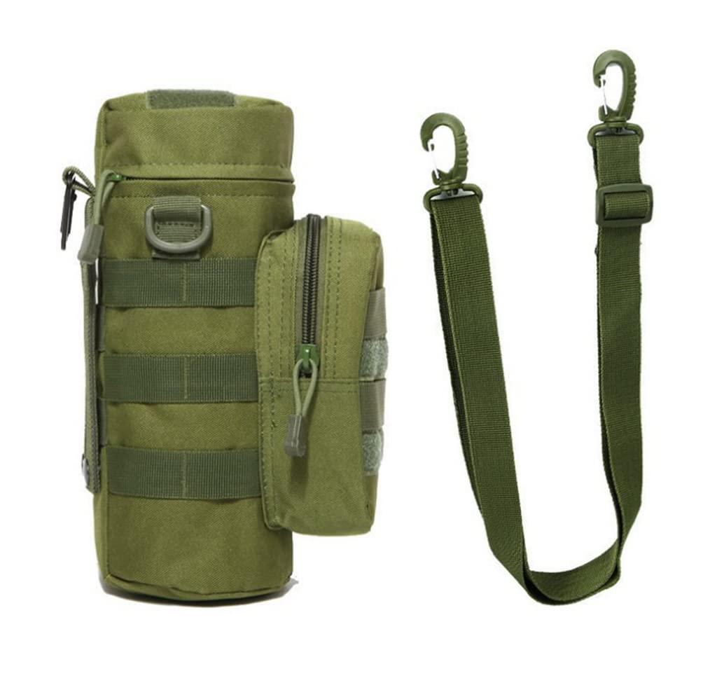 Jipemtra Tactical Military MOLLE Water Bottle Pouch H2O Hydration Carrier Holder Military MOLLE Tactical Travel Carry Bag Case for Outdoor Activities Running Cycling Camping (Green)
