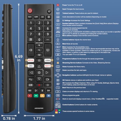 Universal Remote Control for LG Original Television, with Batteries