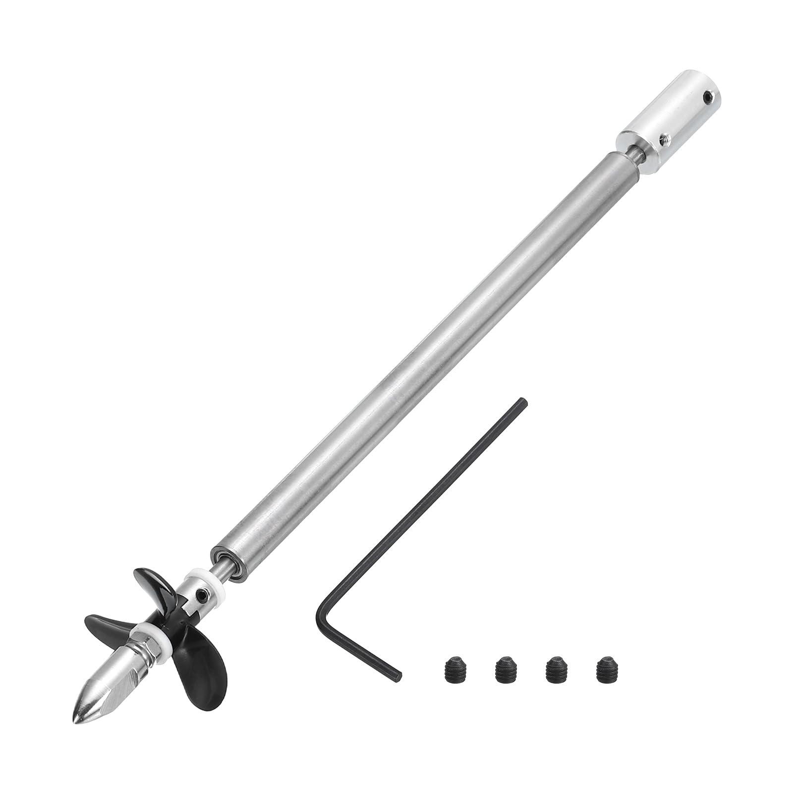 sourcing map Drive Shaft W Propeller and Coupling Joint for RC Boat Coupler Assemble Kit, L200mm Shaft, L25mm Sleeve, D36mm Three Propeller, Fit for 6 mm Motor Shaft