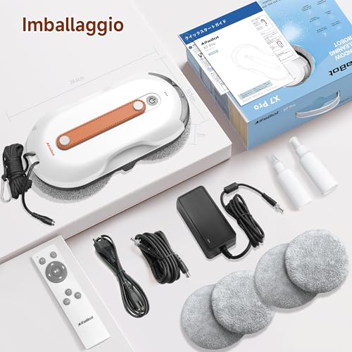 AlfaBot X7 Pro - Automatic Window Cleaner Robot with Bilateral Spraying • Smart Navigation • Extra Large Tank • Ideal for Glass, Tiles and Smooth Surfaces