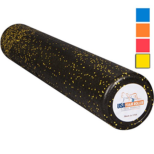 USA Foam Roller, Extra Firm High Density Foam Rollers for Exercise - 36 inch Black & Yellow (2.8lbs/ft³ Density) with 3 Year Warranty