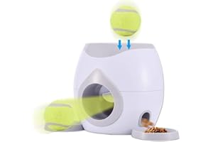 PUZOU Pet Tennis Ball Launcher Toy, Automatic Pet Feeder Fetch Tennis Ball Launcher Dog Interactive Throwing Ball Machine Puzzle Toy for for Dog IQ Training
