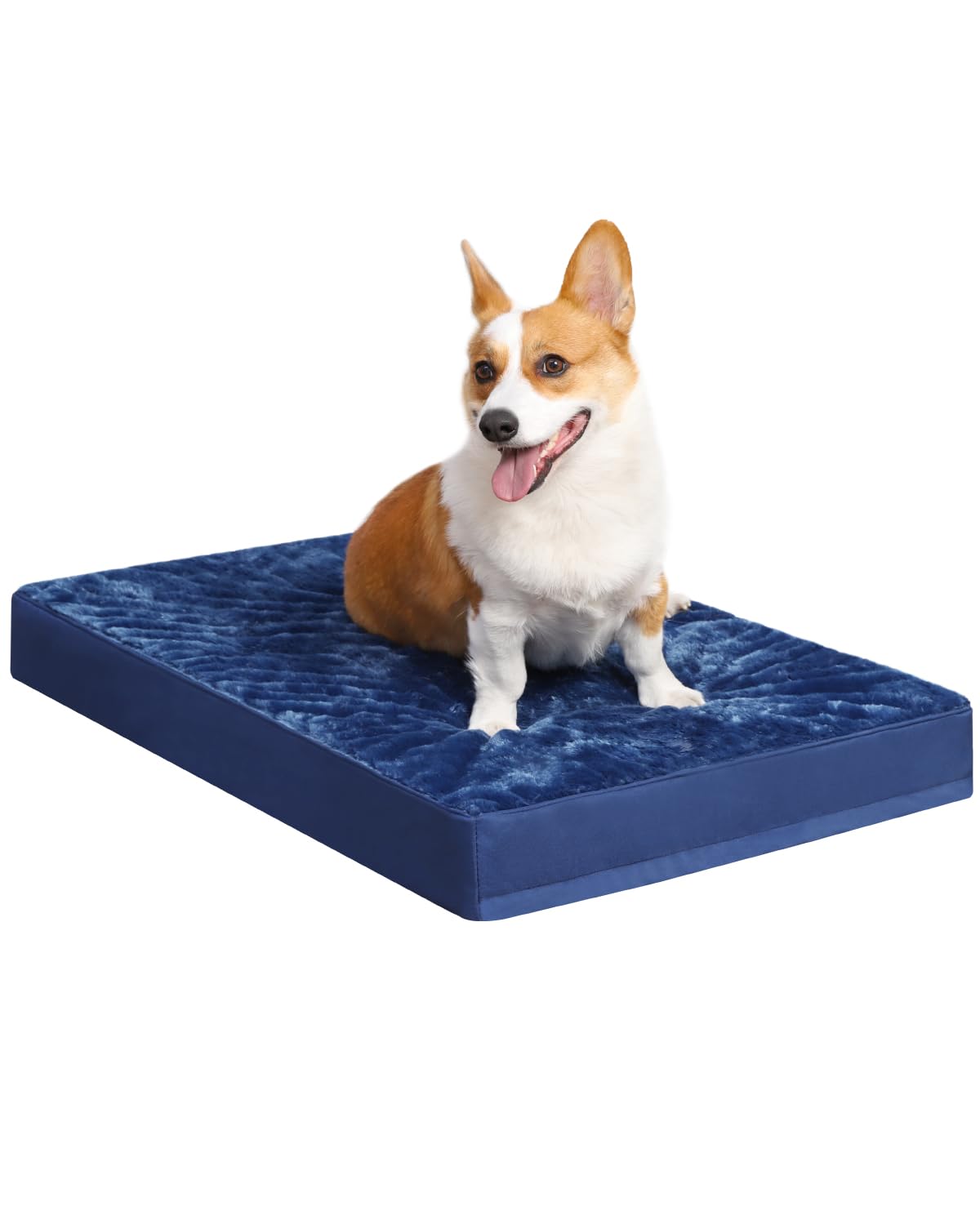 Photo 1 of KSIIA Orthopedic Dog Crate Bed Waterproof Dog beds for Small Dogs Deluxe Plush Washable Pet Mat with Egg Crate Foam & Removable Cover, 23 x 17 Inch, Blue