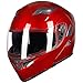 ILM Motorcycle Dual Visor Flip up Modular Full Face Helmet DOT 6 Colors Model 902 (XL, RED)